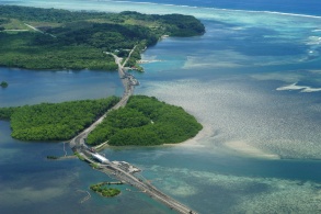 Luftbild der Carteret-Inseln