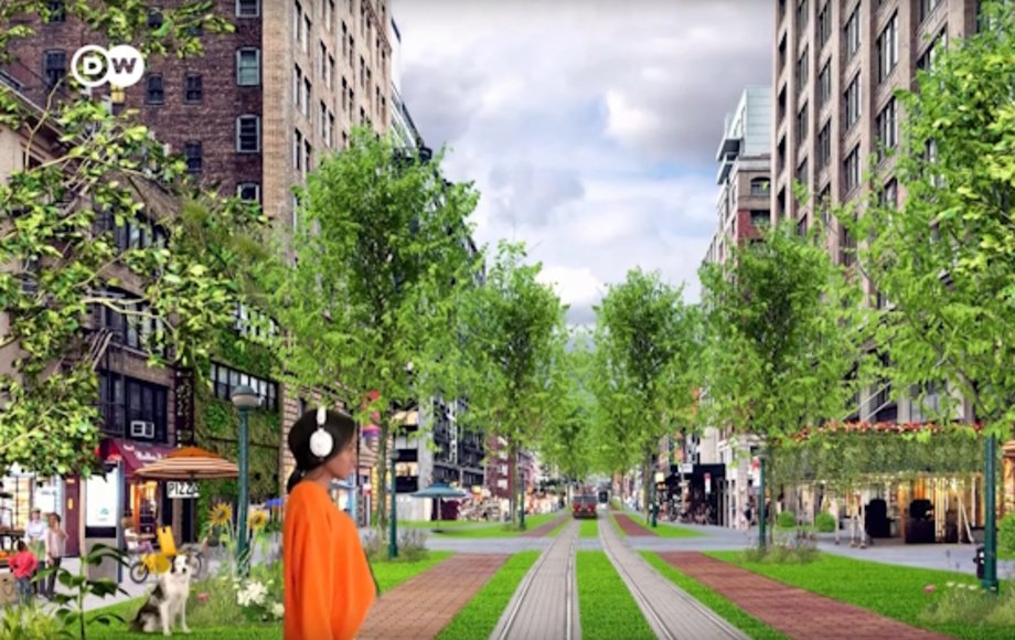 Screenshot einer Animation zu grünen Städten
