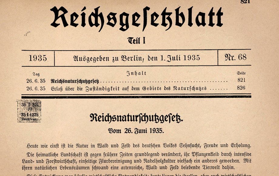 Titelblatt des ersten Reichsnaturschutzgesetzes 1935