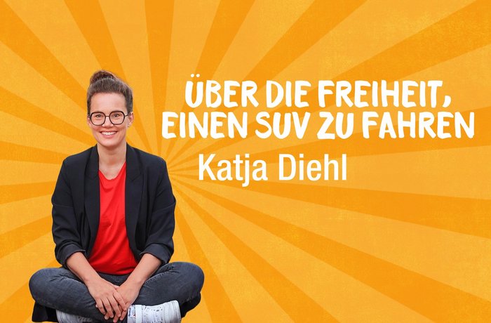 Katja Diehl vor grafischem Hintergrund