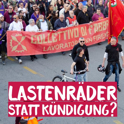 Großdemo, Aufschrift "Lastenräder statt Kündigung"