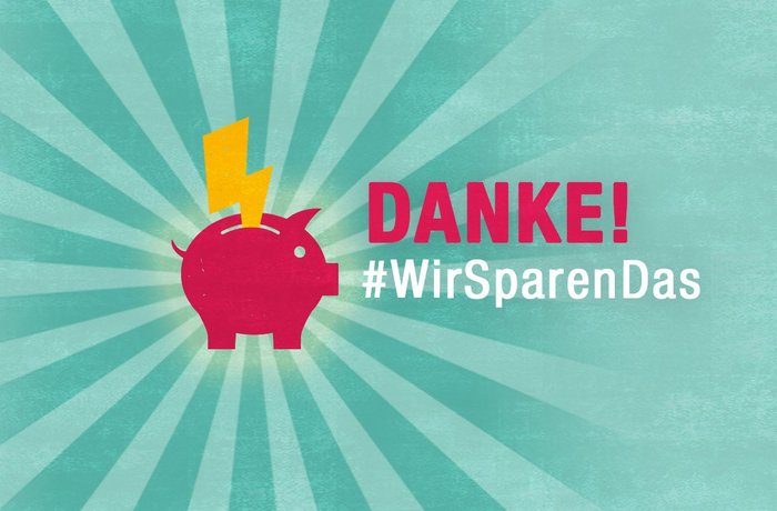 Sparschwein-Grafik, Aufschrift Danke