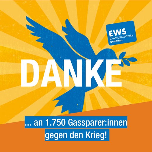 Friedenstaube; Schrift Danke an 1750 Gassparer-innen
