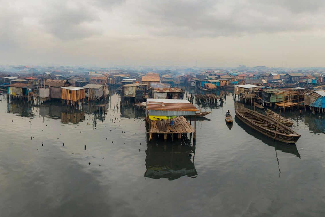 Blick auf den Slum Makoko, Lagos, Nigeria