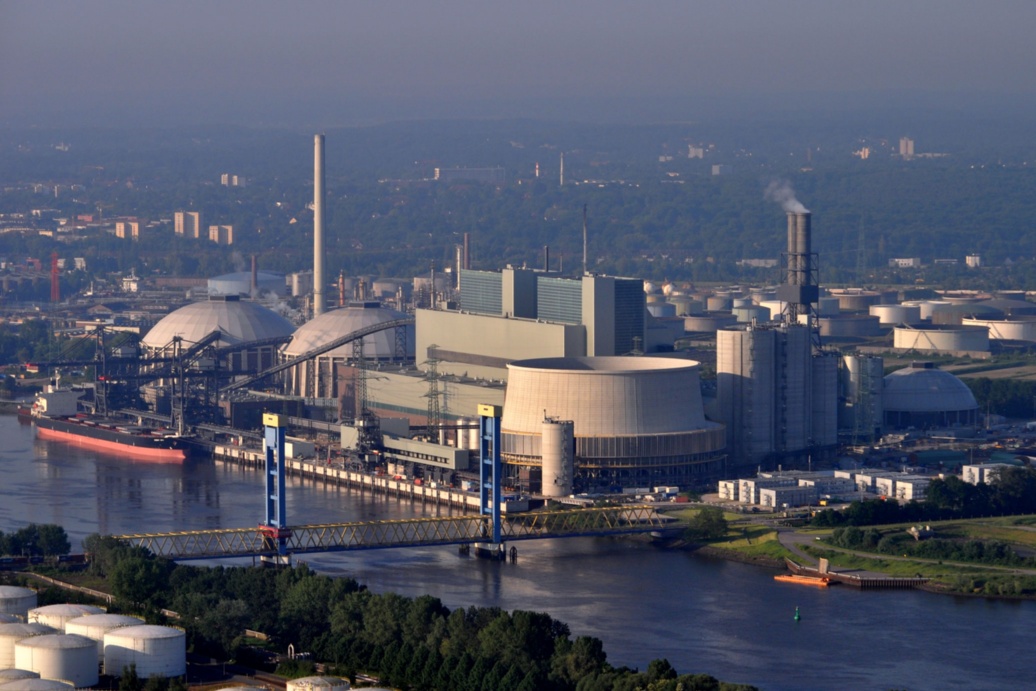 Blick auf das Steinkohlekraftwerk Moorburg, Hamburg-Moorburg