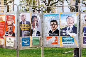 Wahlkampfplakate in Straßburg für die Wahl in Frankreich 2017