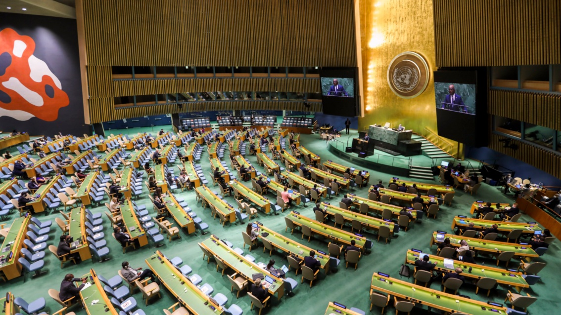Blick in den Sitzungssaal der Vereinten Nationen.