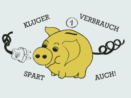 Plakat zum Stromsparwettbewerb mit Sparschwein
