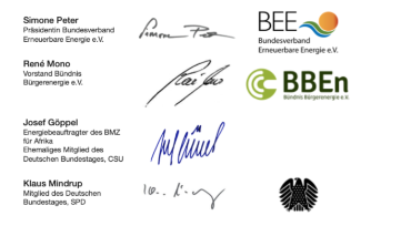 Unterschriften unter dem Schreiben