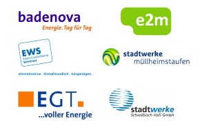 Logos verschiedener Energieversorger, Stadtwerke und Direktvermarkter