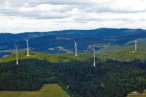 Luftaufnahme des EWS-Windparks auf dem Rohrenkopf