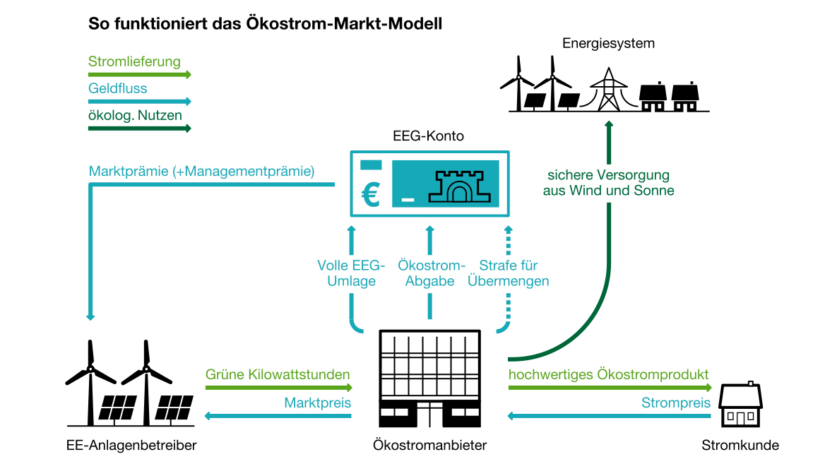 Infografik «So funktioniert das Ökostrom-Markt-Modell»