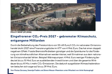 Titelbild der FÖS-Studie: Eingefrorener CO₂-Preis 2027 – gebremster Klimaschutz, entgangene Milliarden