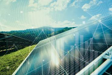 Grafisch überlagertes Foto eines Solarparks