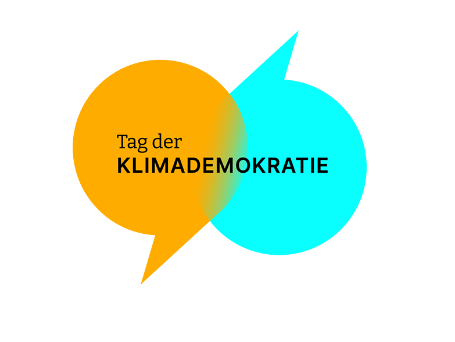 Logo des Tags der Klimademokratie, bestehend aus zwei Sprechblasen