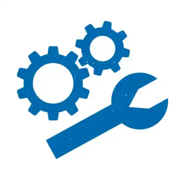 Icon mit Zahnrädern und Schraubschlüssel