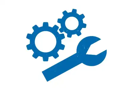 Piktogramm: Icon mit Zahnrädern und Schraubenschlüssel