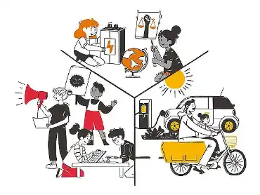 Illustration, die diverse soziale Aktivitäten abbildet.